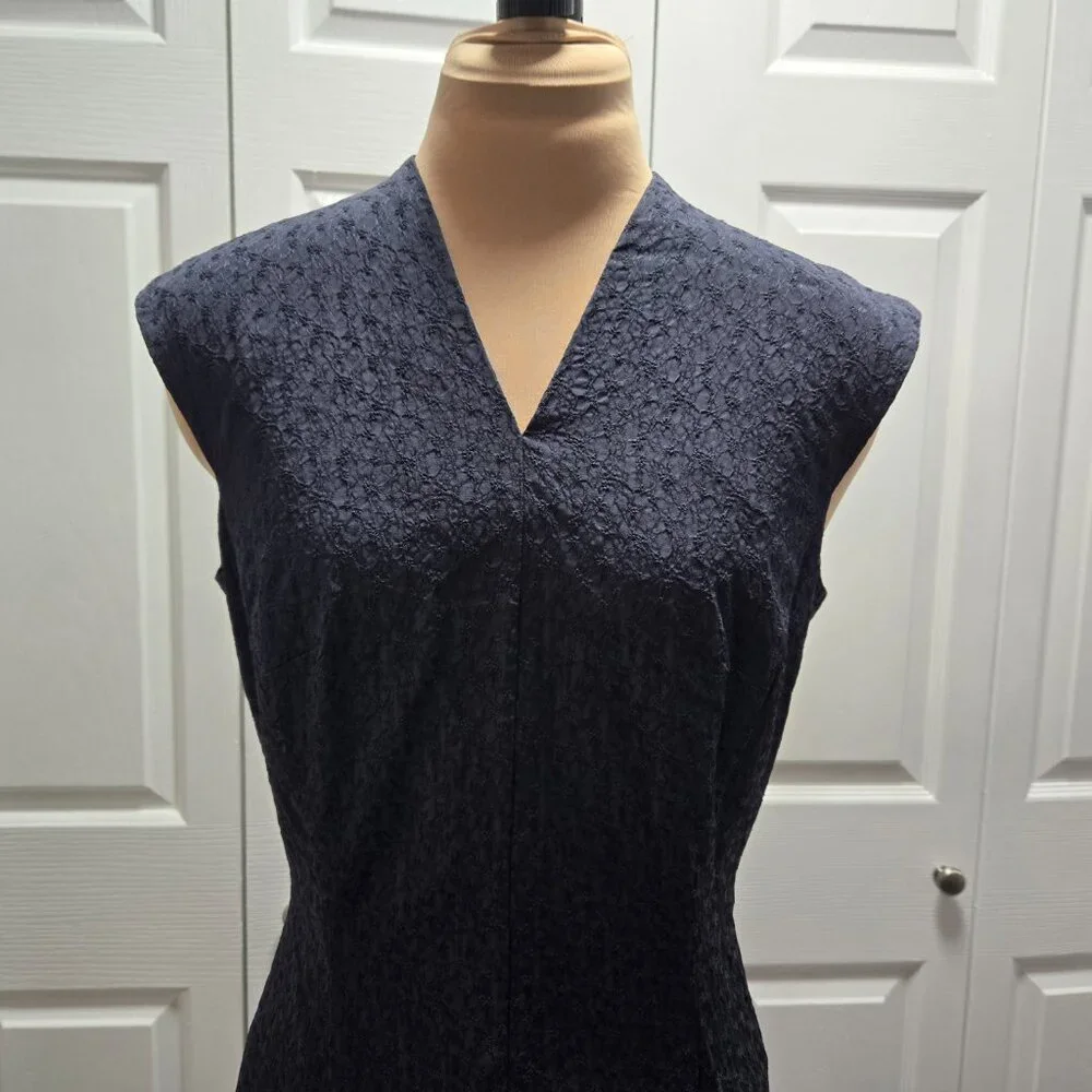 NWT MM. LaFleur Sadako Midi Dress Size 4 A-Line Jacquard Orbit (Blue) Sleeveless - Picture 4 of 6